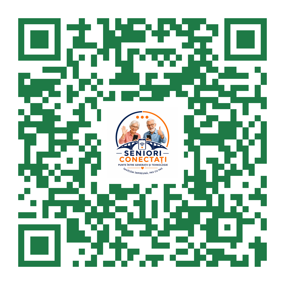 Cod QR pentru intrarea în grupul WhatsApp Comunitatea Seniori Conectați