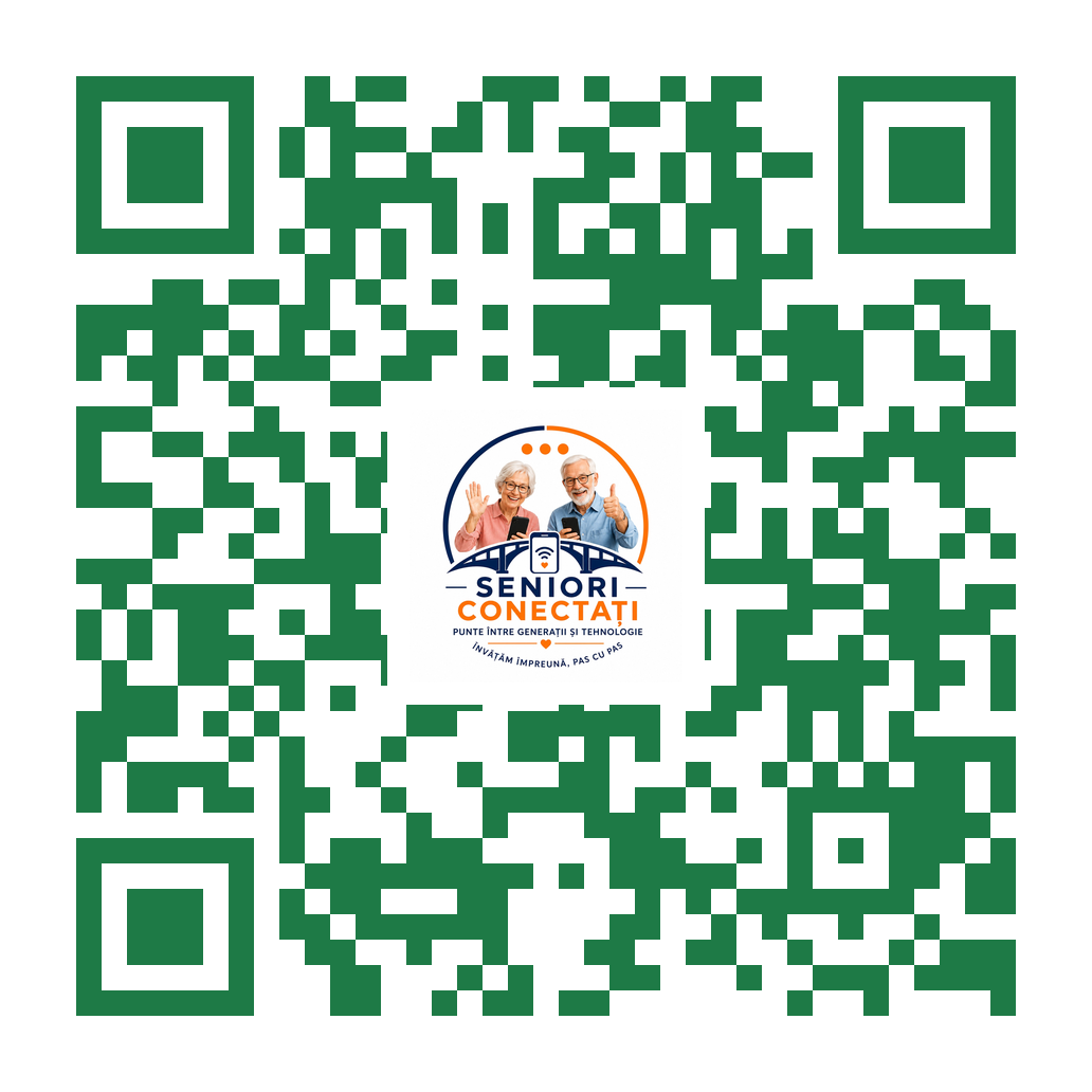 QR code to the Seniori Conectați community page